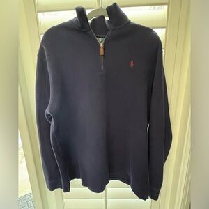 Navy Blue Knit Quarter Zip Pullover